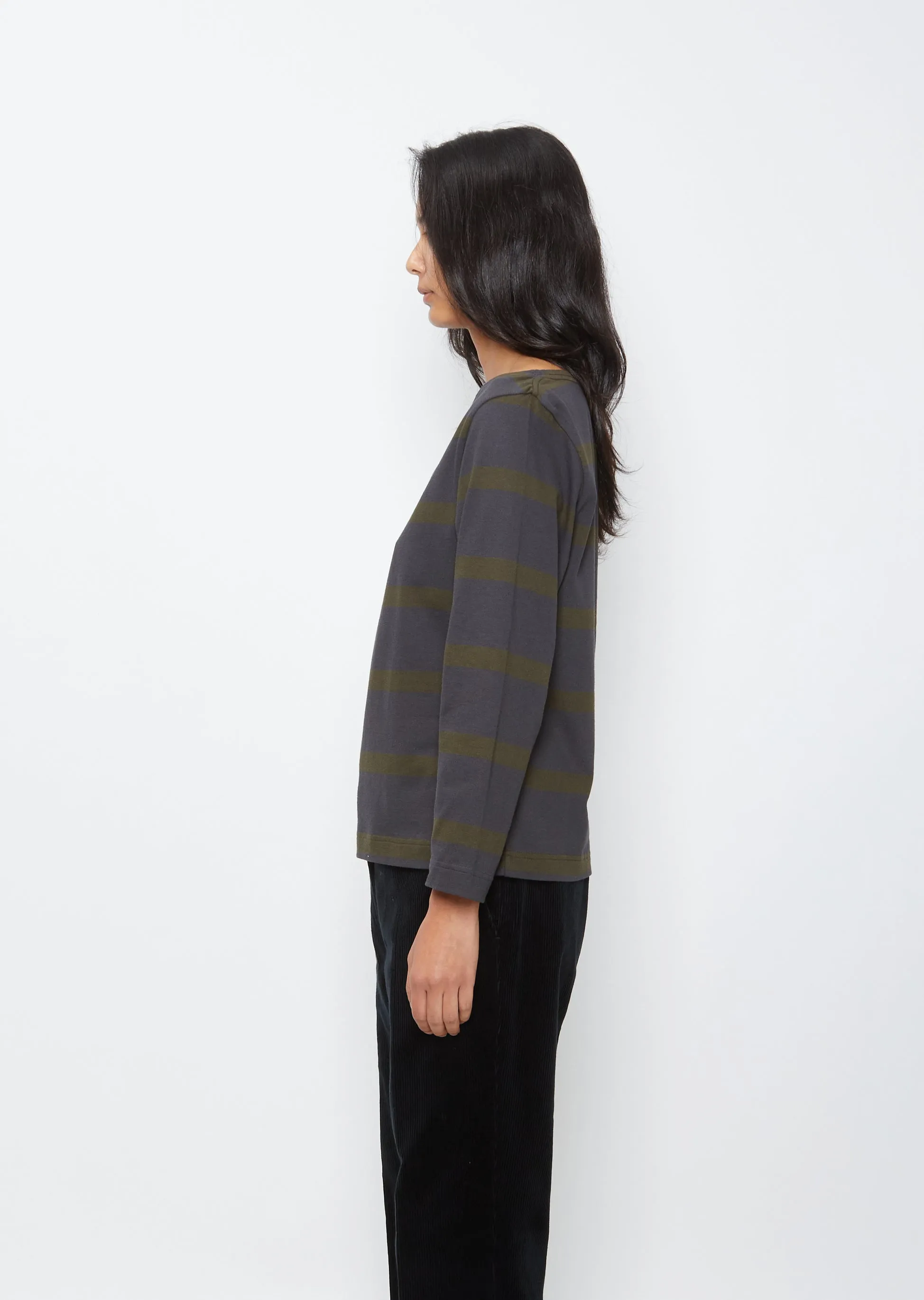 Long Sleeve Matelot Top — Slate/Forest