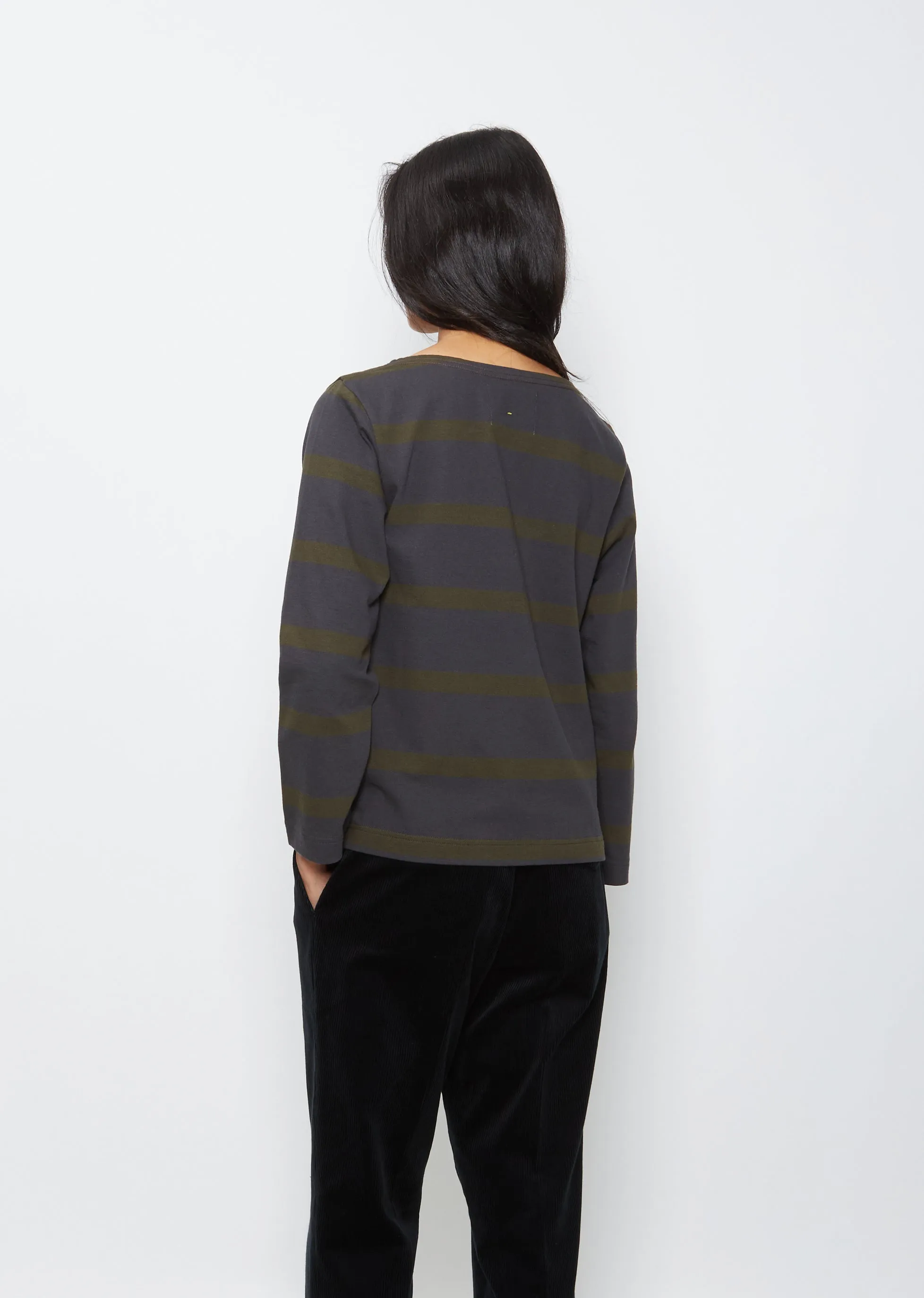 Long Sleeve Matelot Top — Slate/Forest