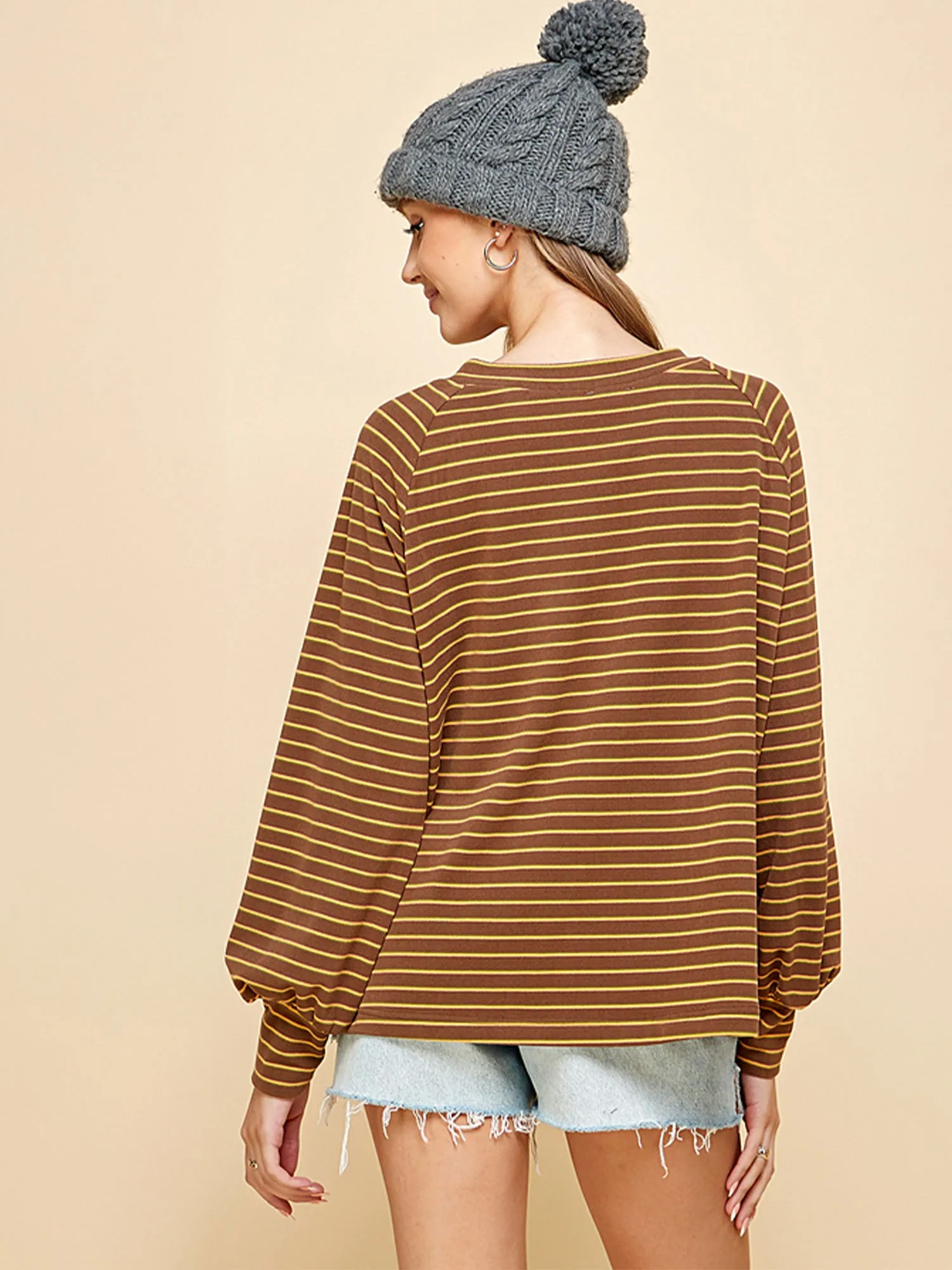 Long Sleeve Striped Henley Shirt