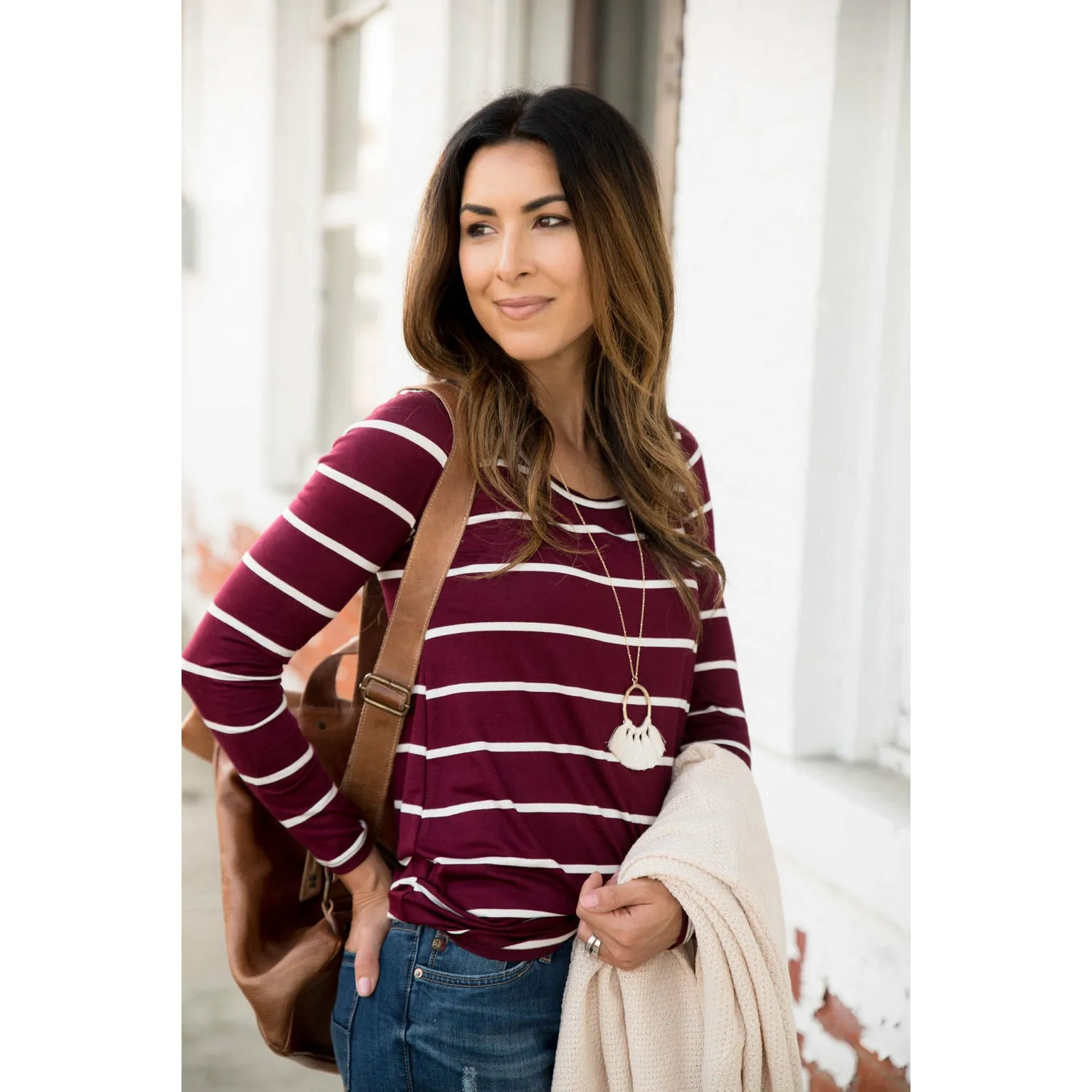 long sleeve striped tee