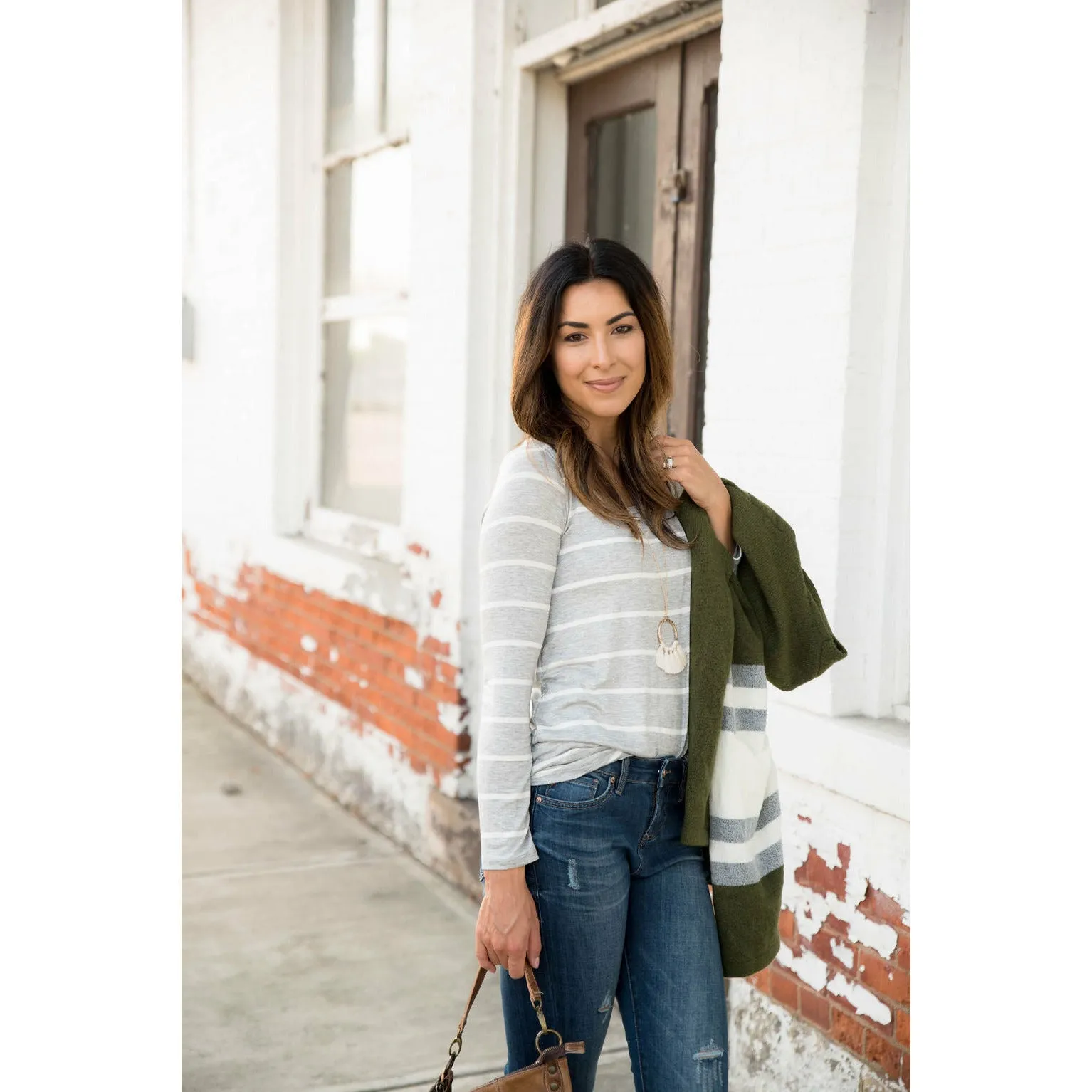 long sleeve striped tee