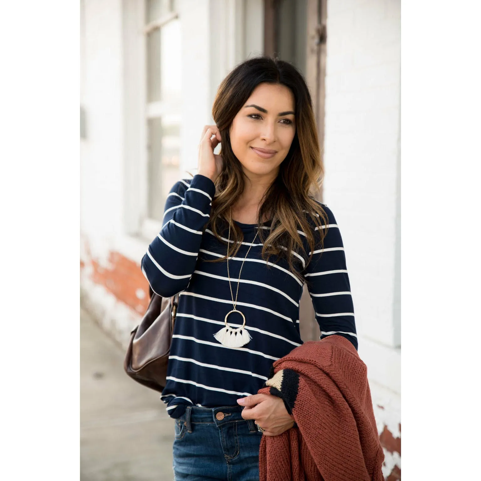 long sleeve striped tee