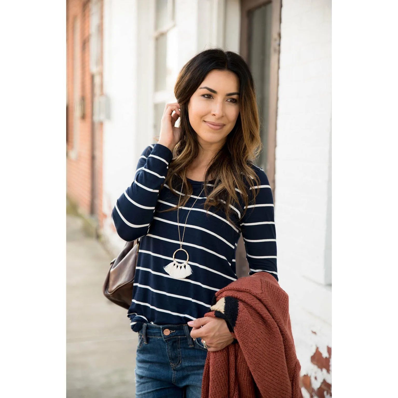 long sleeve striped tee