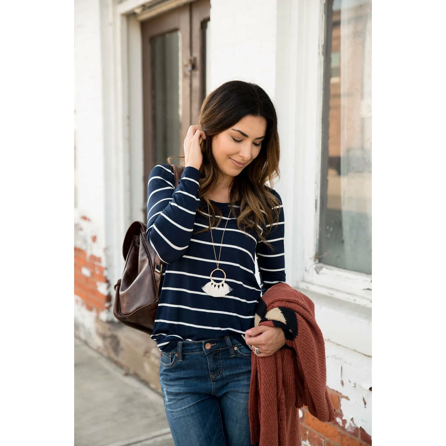 long sleeve striped tee