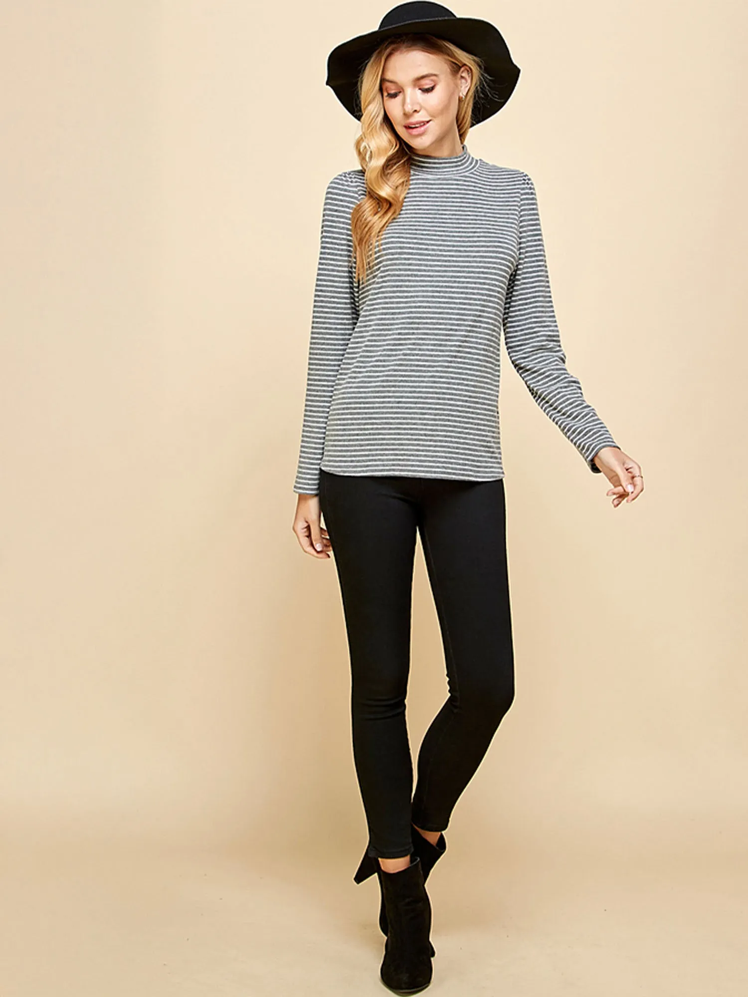 Long Sleeve Turtleneck Striped Top