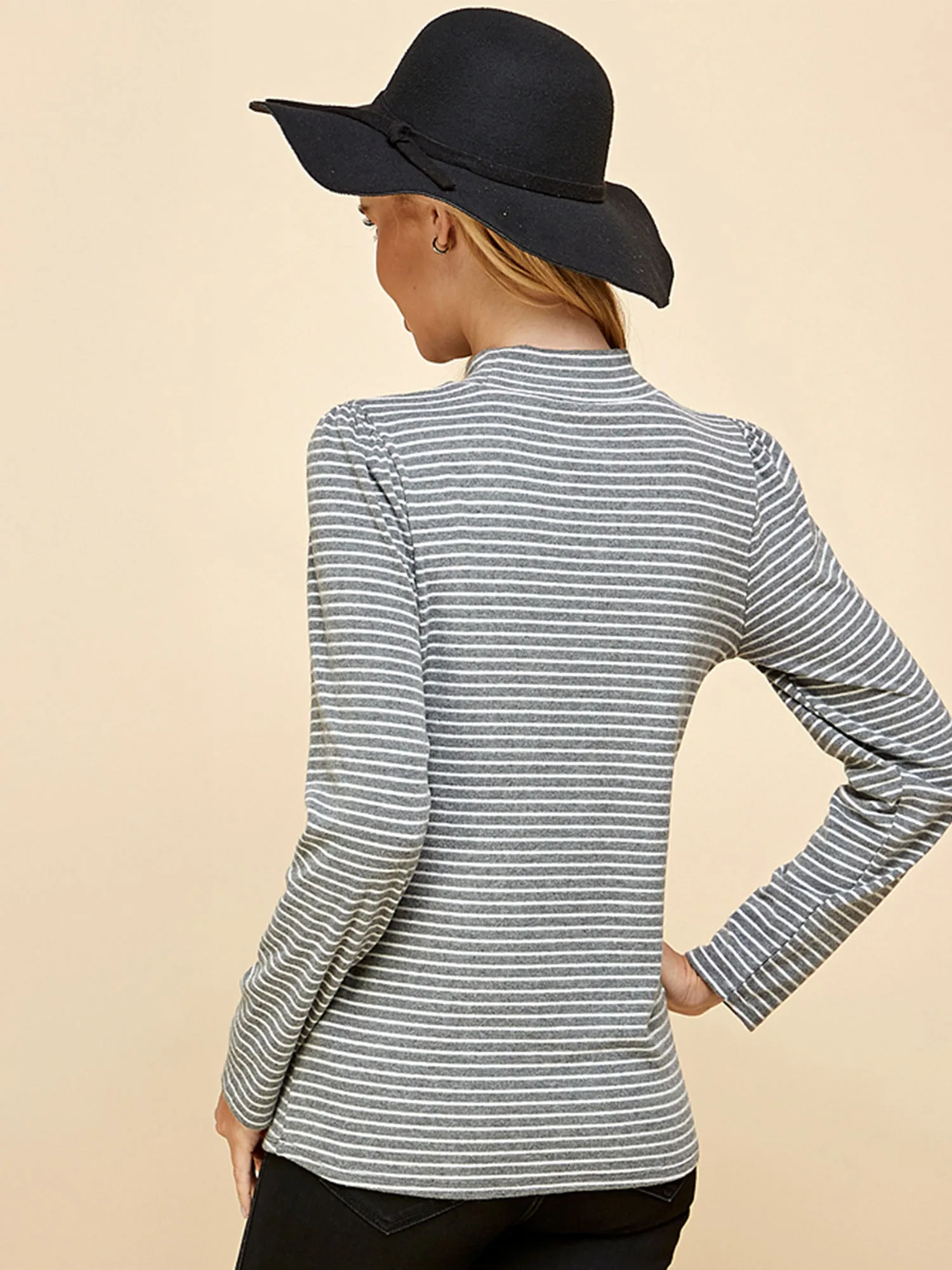 Long Sleeve Turtleneck Striped Top