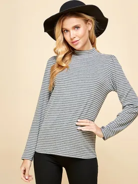 Long Sleeve Turtleneck Striped Top