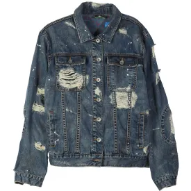 Lrg Destroyed Denim Jacket Denim Blue