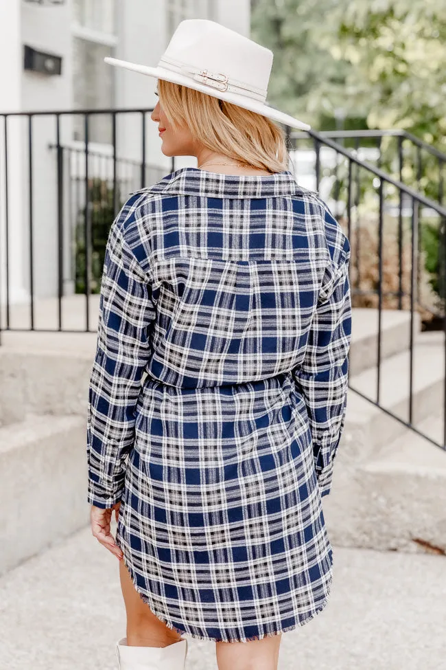 Make My Day Navy Plaid Shirt Dress FINAL SALE