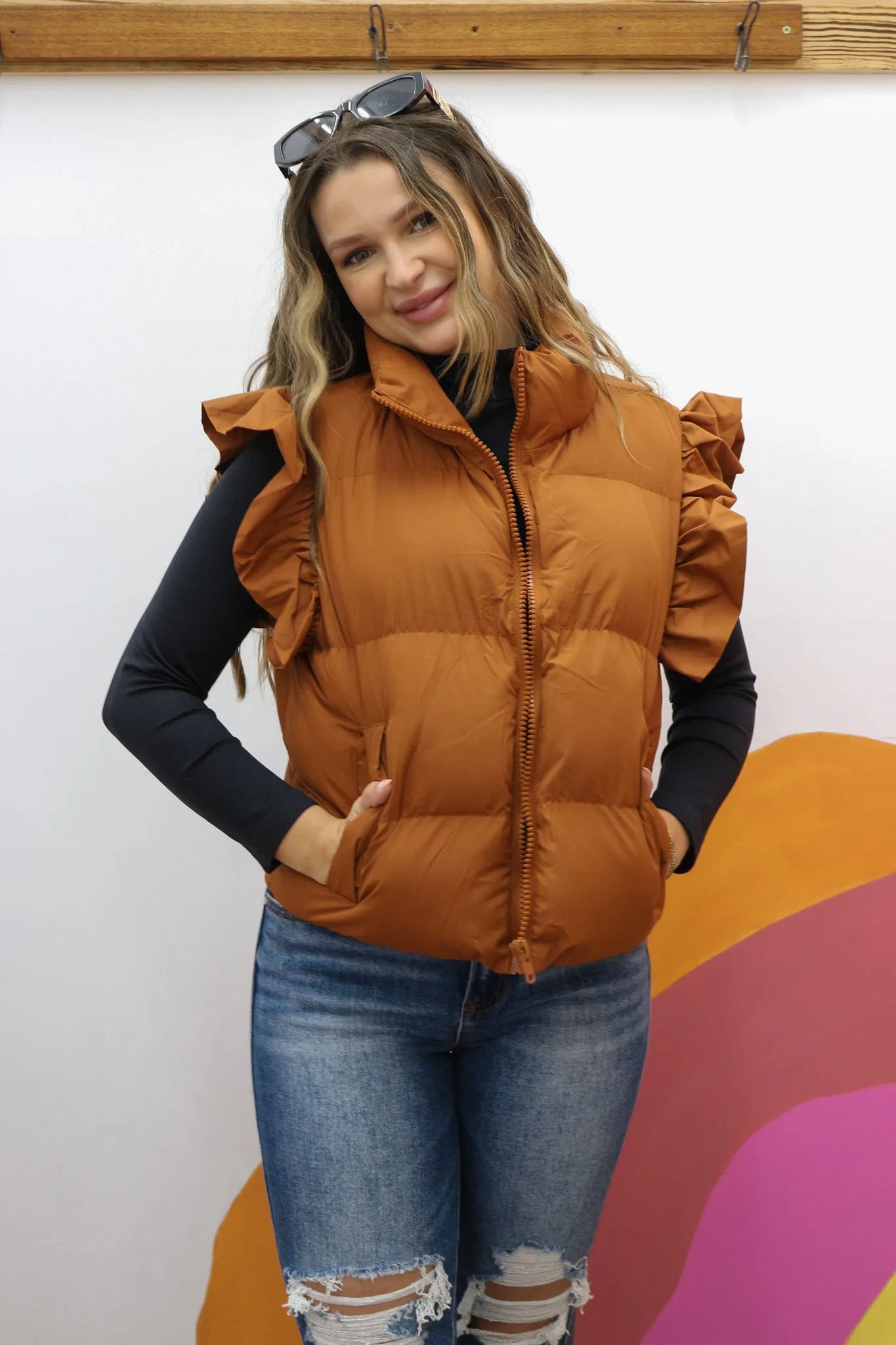 Match My Style Rust Brown Puffer Vest