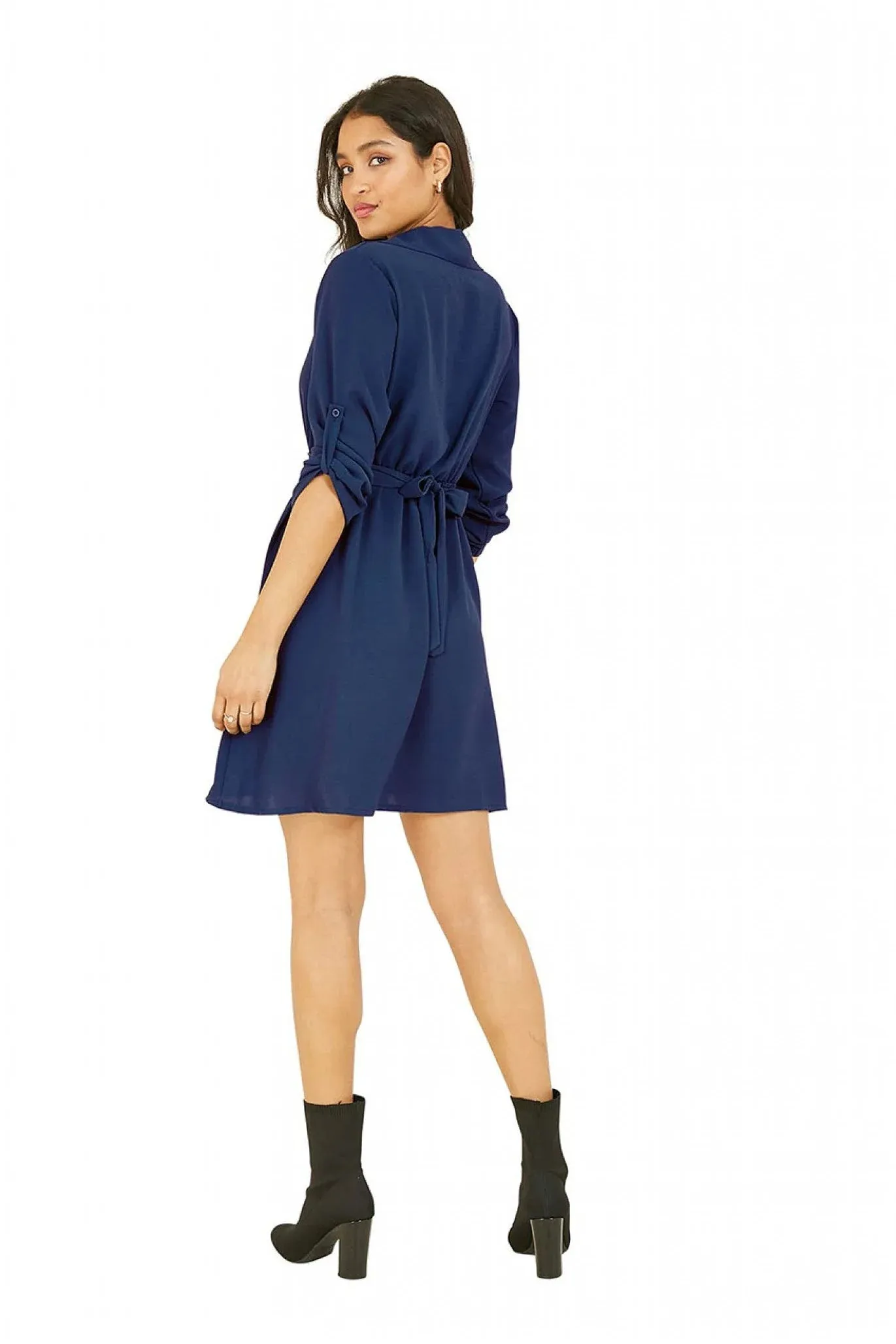 Mela London Navy Belted Shirt Dress