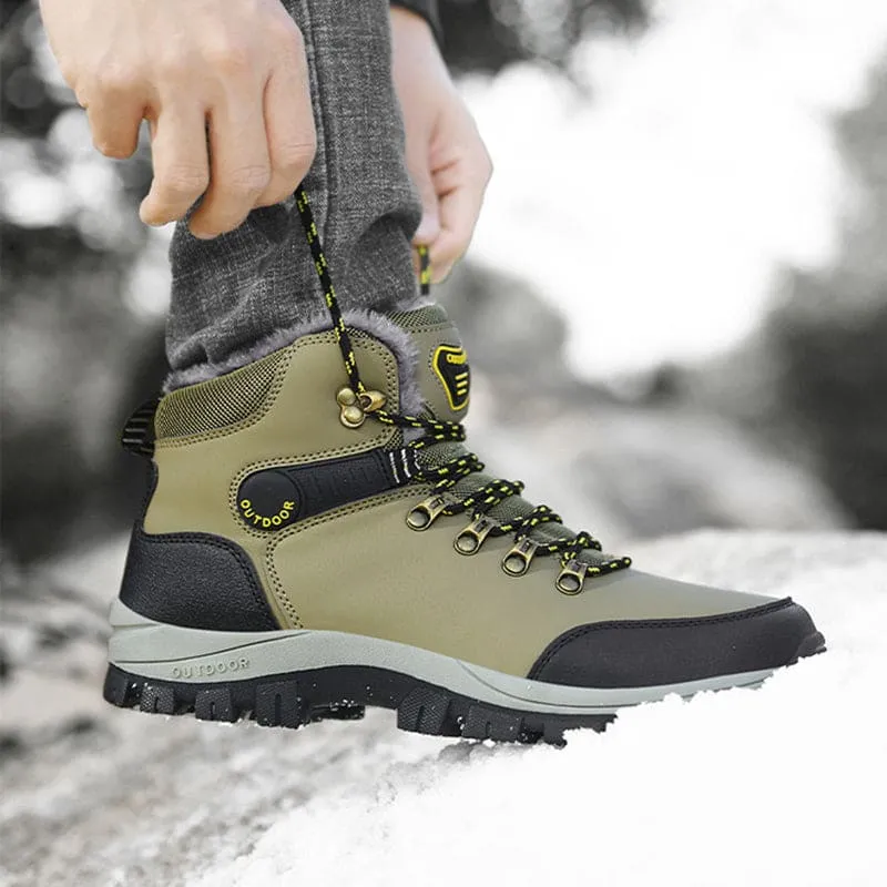 Men Waterproof Lace-Up Front Thermal Lined Hiking Boots