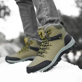 Men Waterproof Lace-Up Front Thermal Lined Hiking Boots