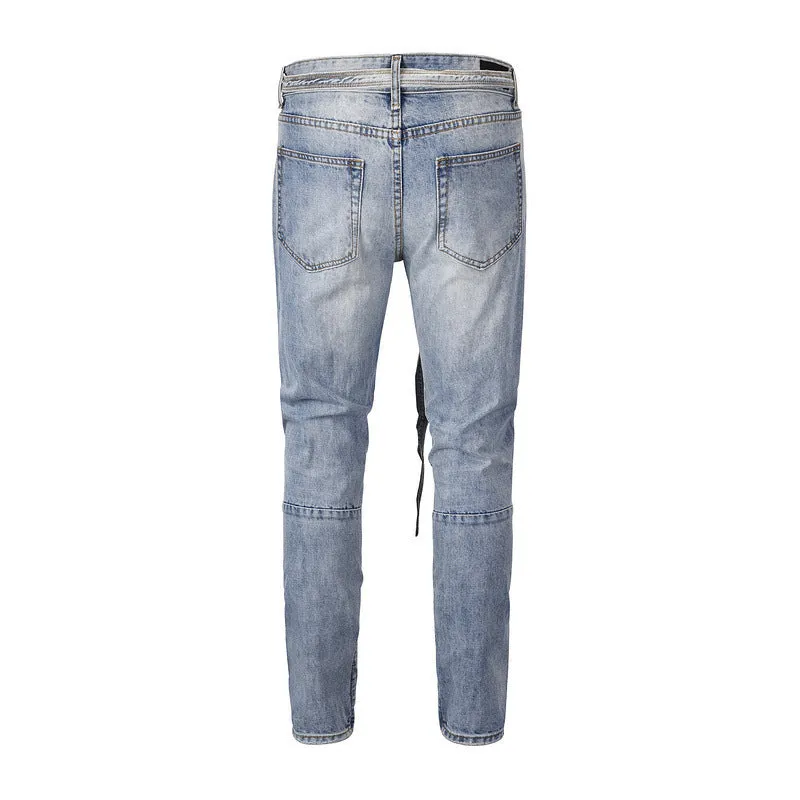 Men’s Distressed Grey Ripped Jeans – Stylish Casual Wear