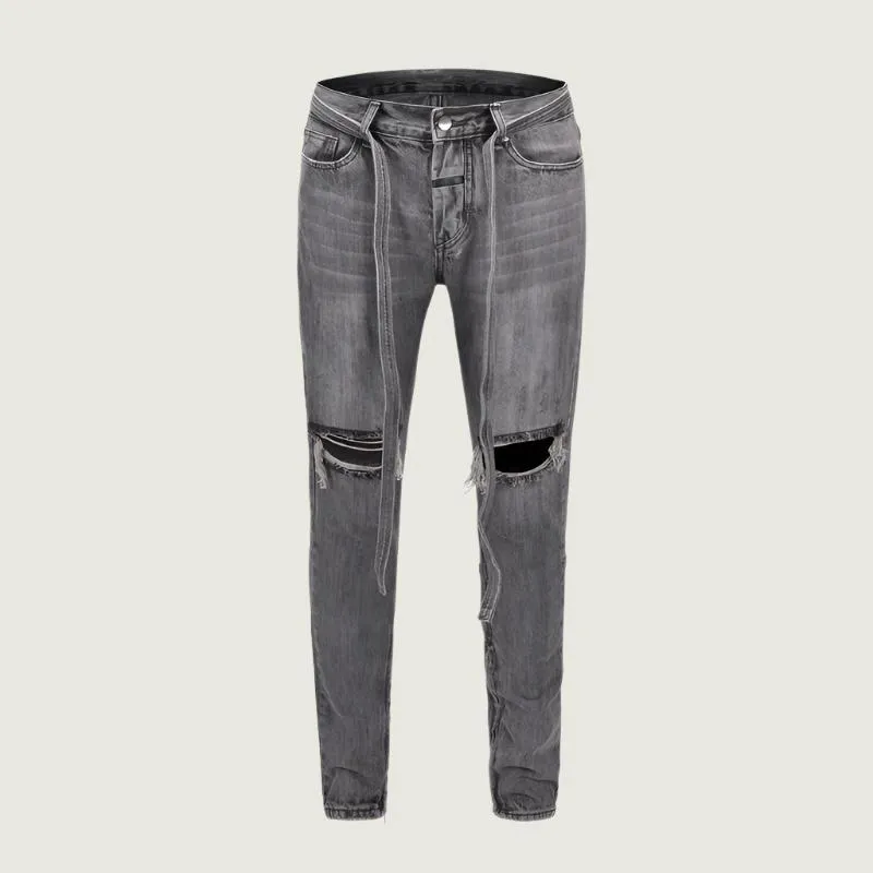 Men’s Distressed Grey Ripped Jeans – Stylish Casual Wear