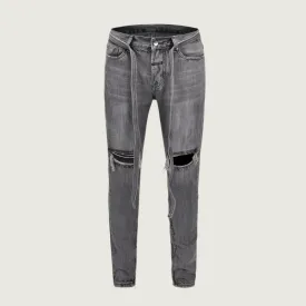 Men’s Distressed Grey Ripped Jeans – Stylish Casual Wear