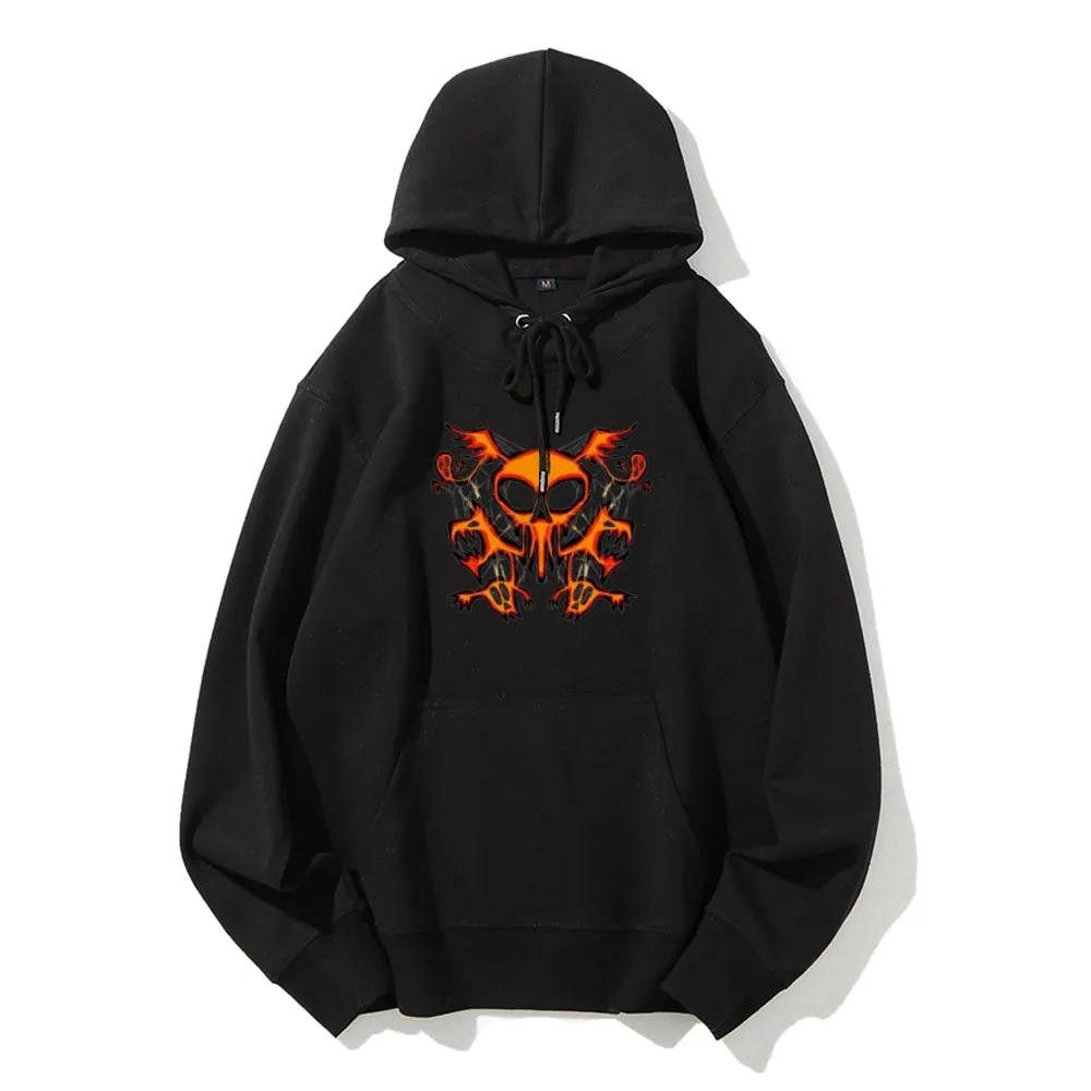 Mens Halloween Skeleton Fire Graphic Hoodies