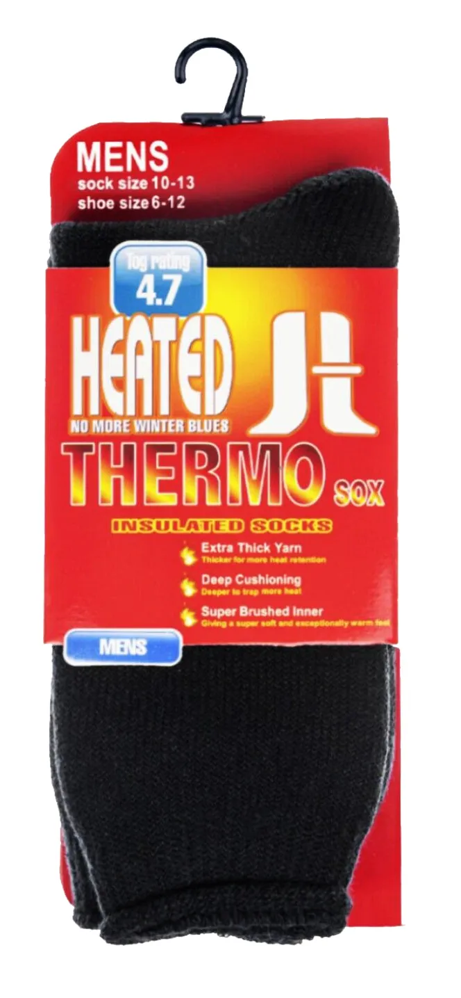 MENS HEATED THERMO SOX INSULATED SOCKS " 4.7 Tog rating & Ski Fur Lined (2 Pack)