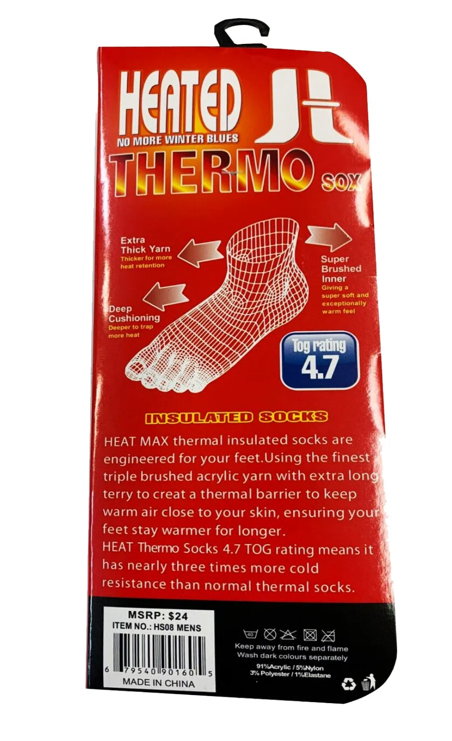 MENS HEATED THERMO SOX INSULATED SOCKS " 4.7 Tog rating & Ski Fur Lined (2 Pack)