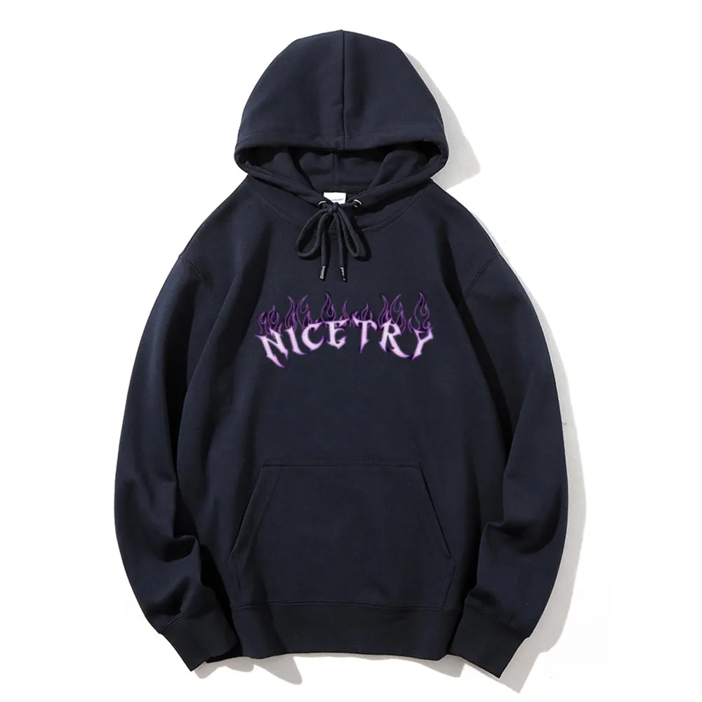 Mens NICE TRY Graphic Hoodies