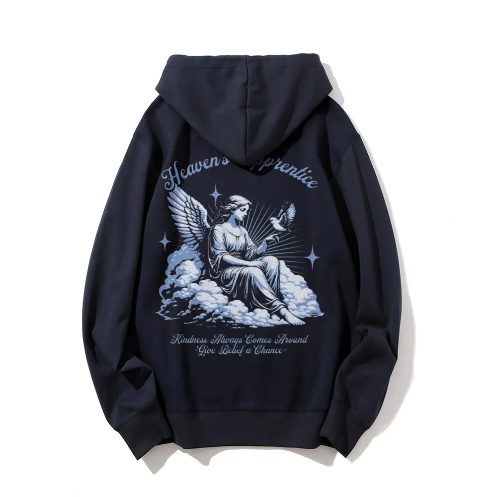 Mens Vintage Heaven's Appentice Darkness Style Print Graphic Pullover With Kangaroo Pocket Hoodies