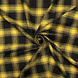 Mustard and Black Tartan Brushed Cotton Fabric