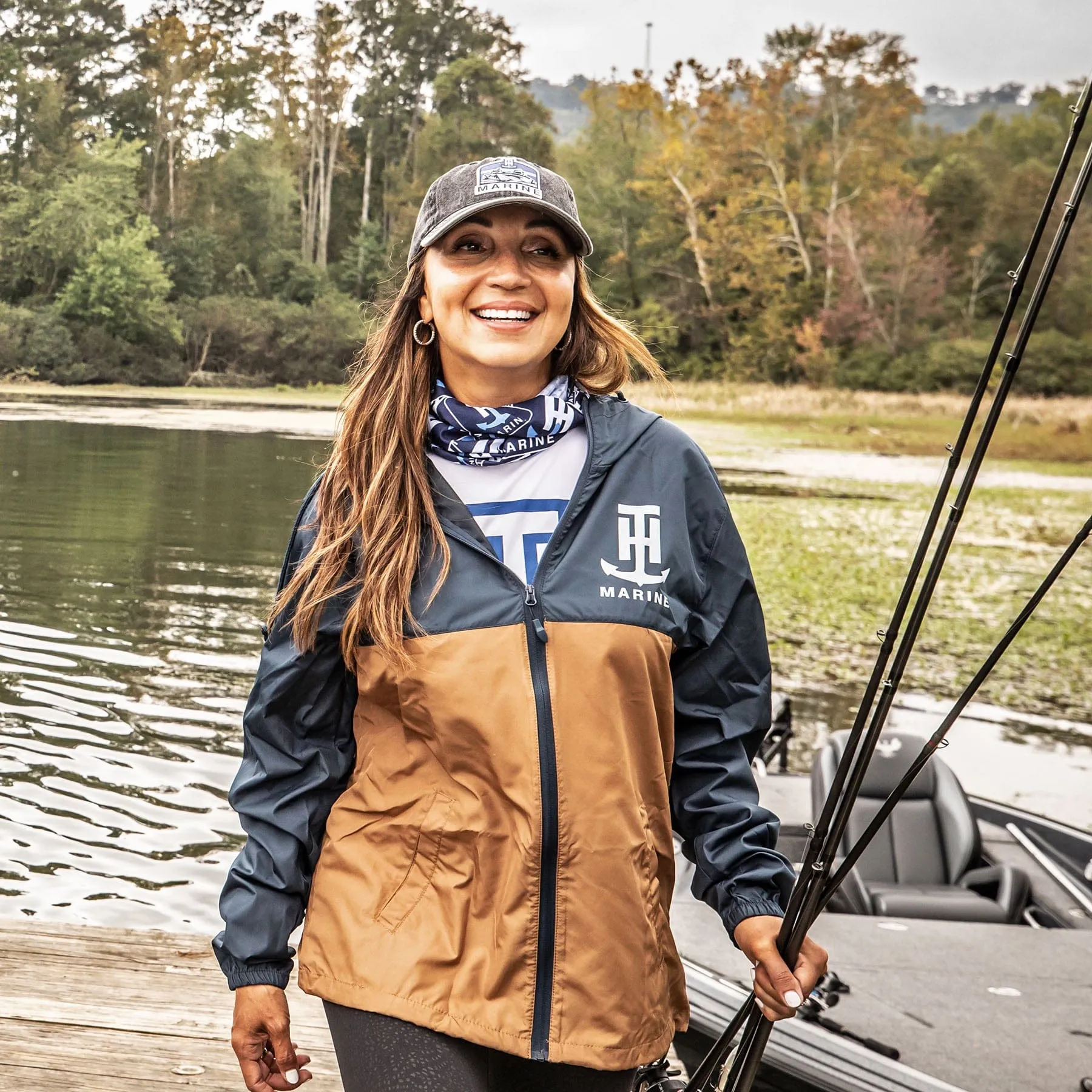 NAVY/SADDLE LIGHTWEIGHT WINDBREAKER JACKET