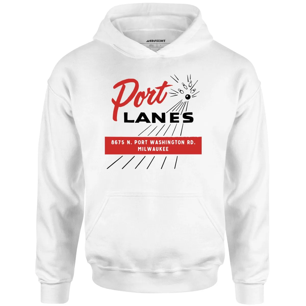 Port Lanes - Milwaukee, WI - Vintage Bowling Alley - Unisex Hoodie