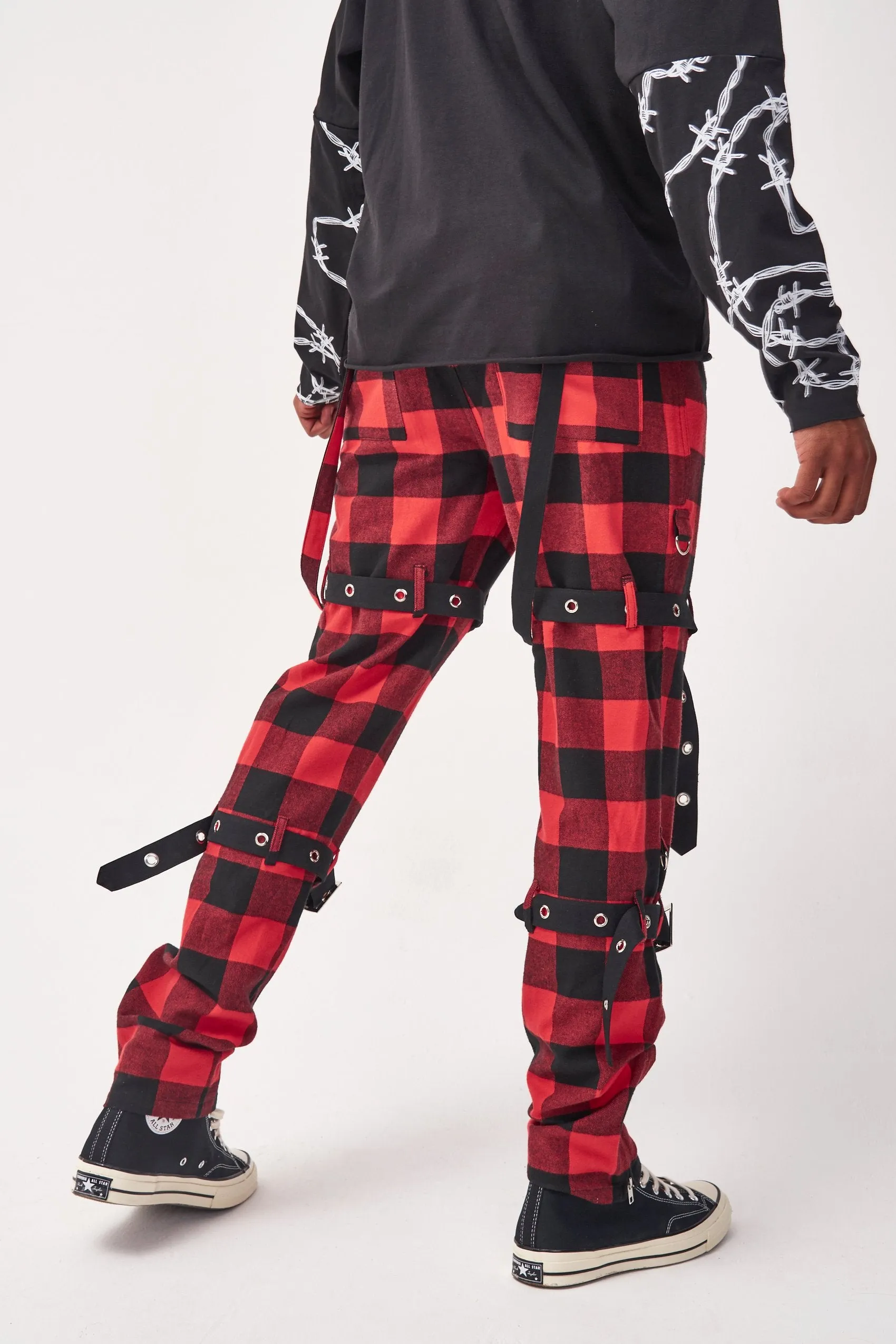 Red & Black Checkered Punk Trousers