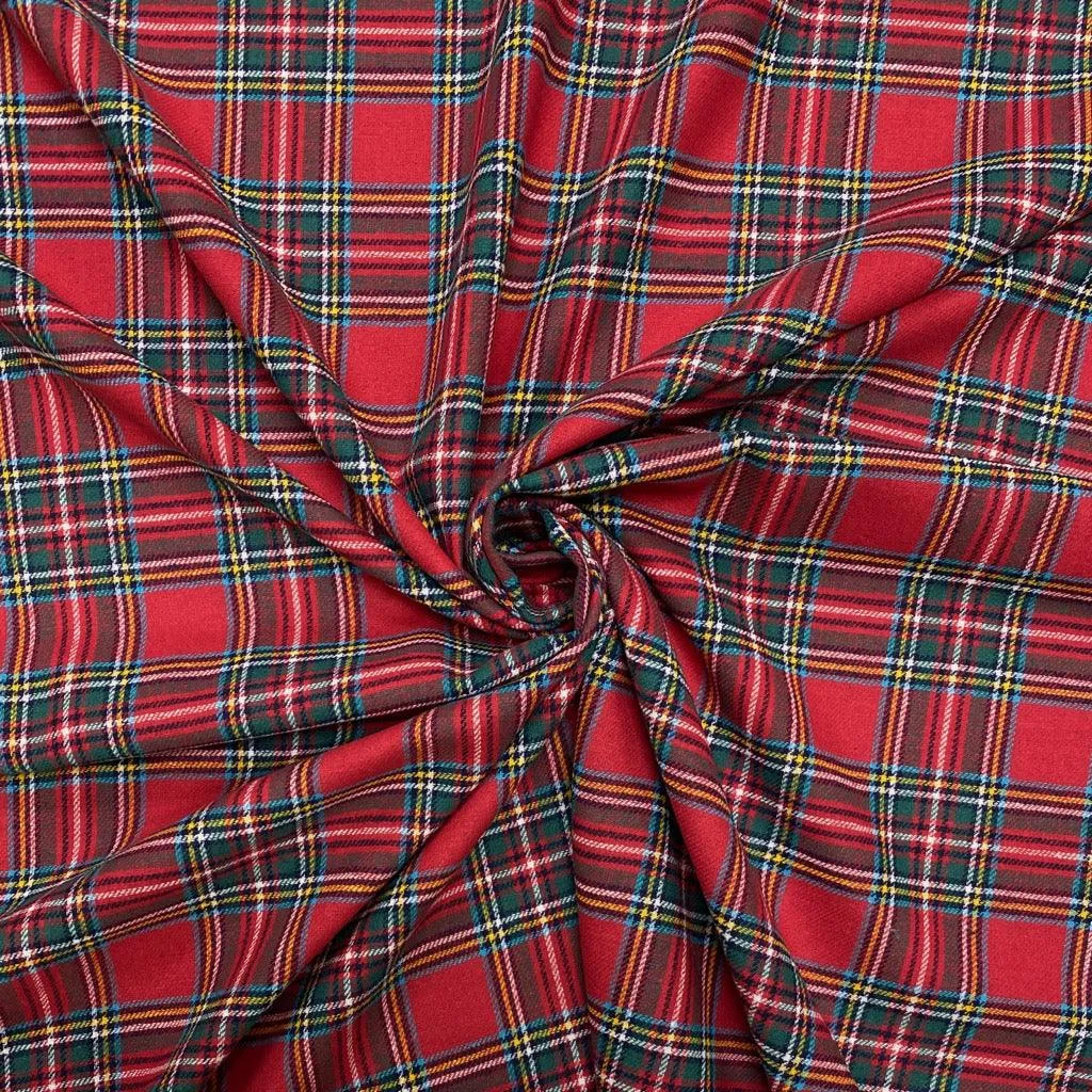 Red Tartan Brushed Cotton Fabric