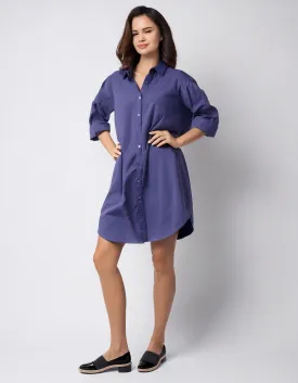 Royal Blue Belted Shirt Dress