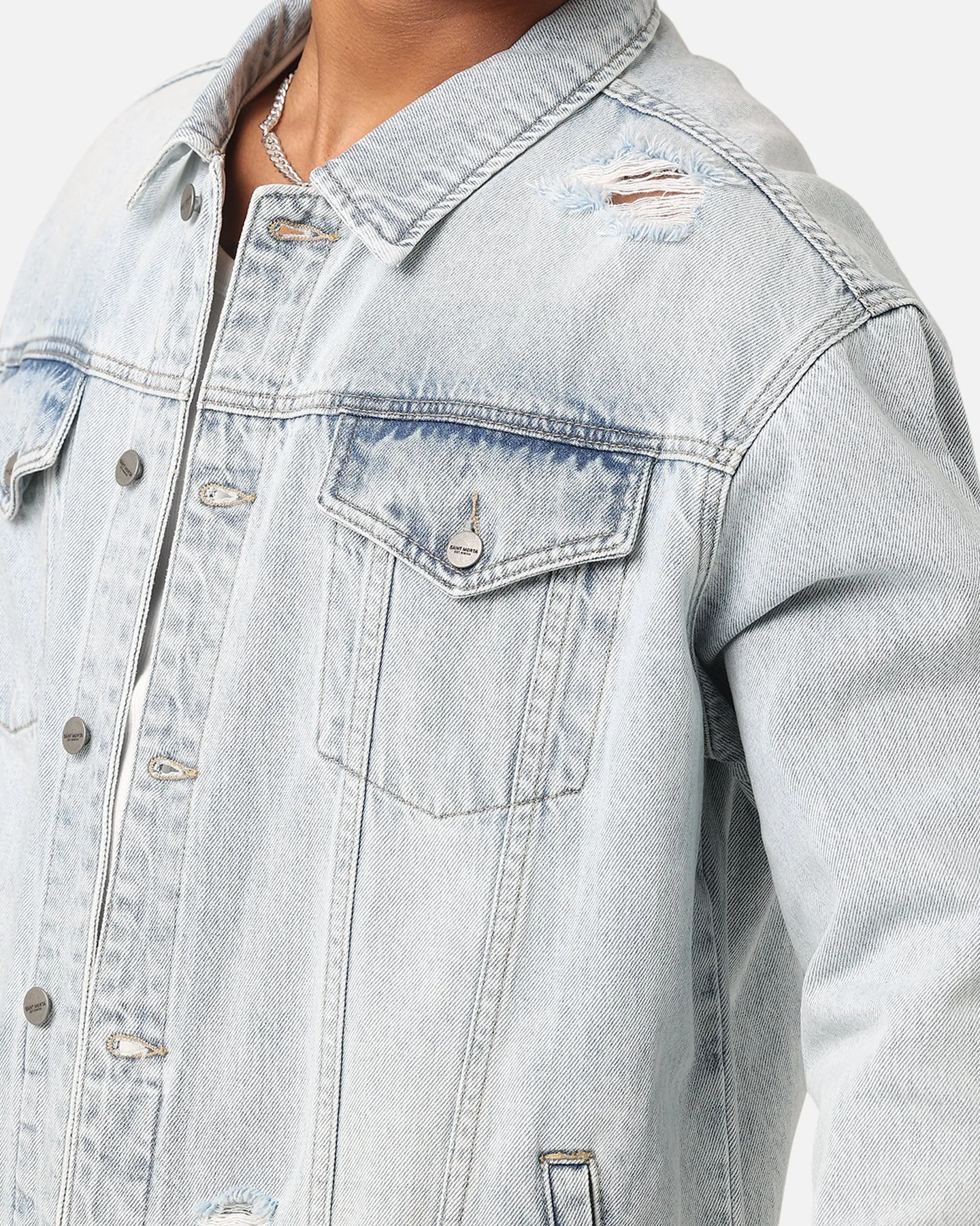 Saint Morta Denim Trucker Jacket Light Blue Denim