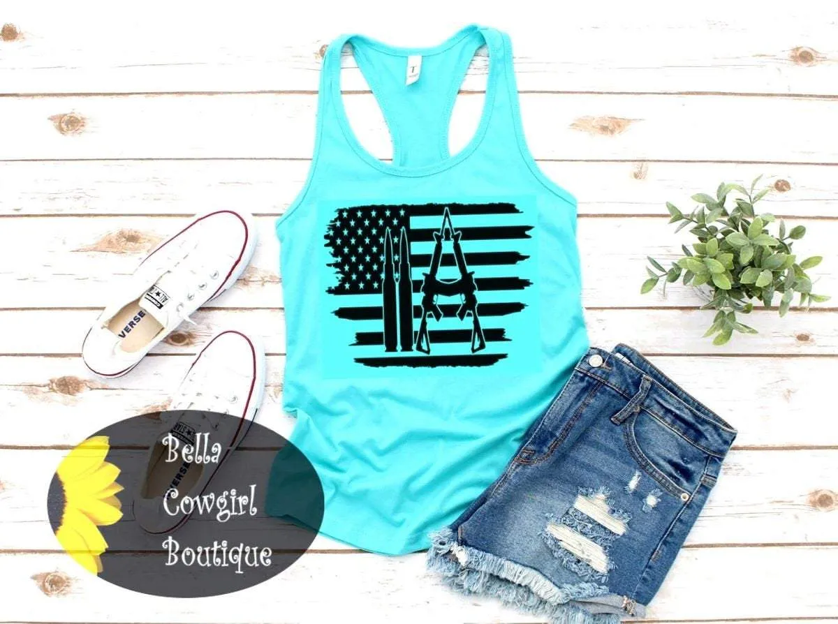 Second Amendment Bullet Flag Racerback Women's Tank Top