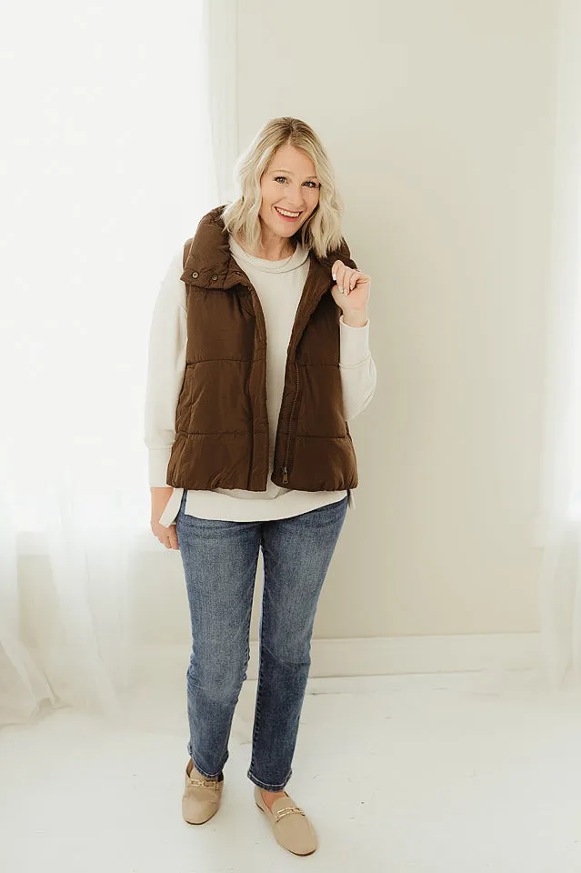 Solid Zip Up Puffer Vest