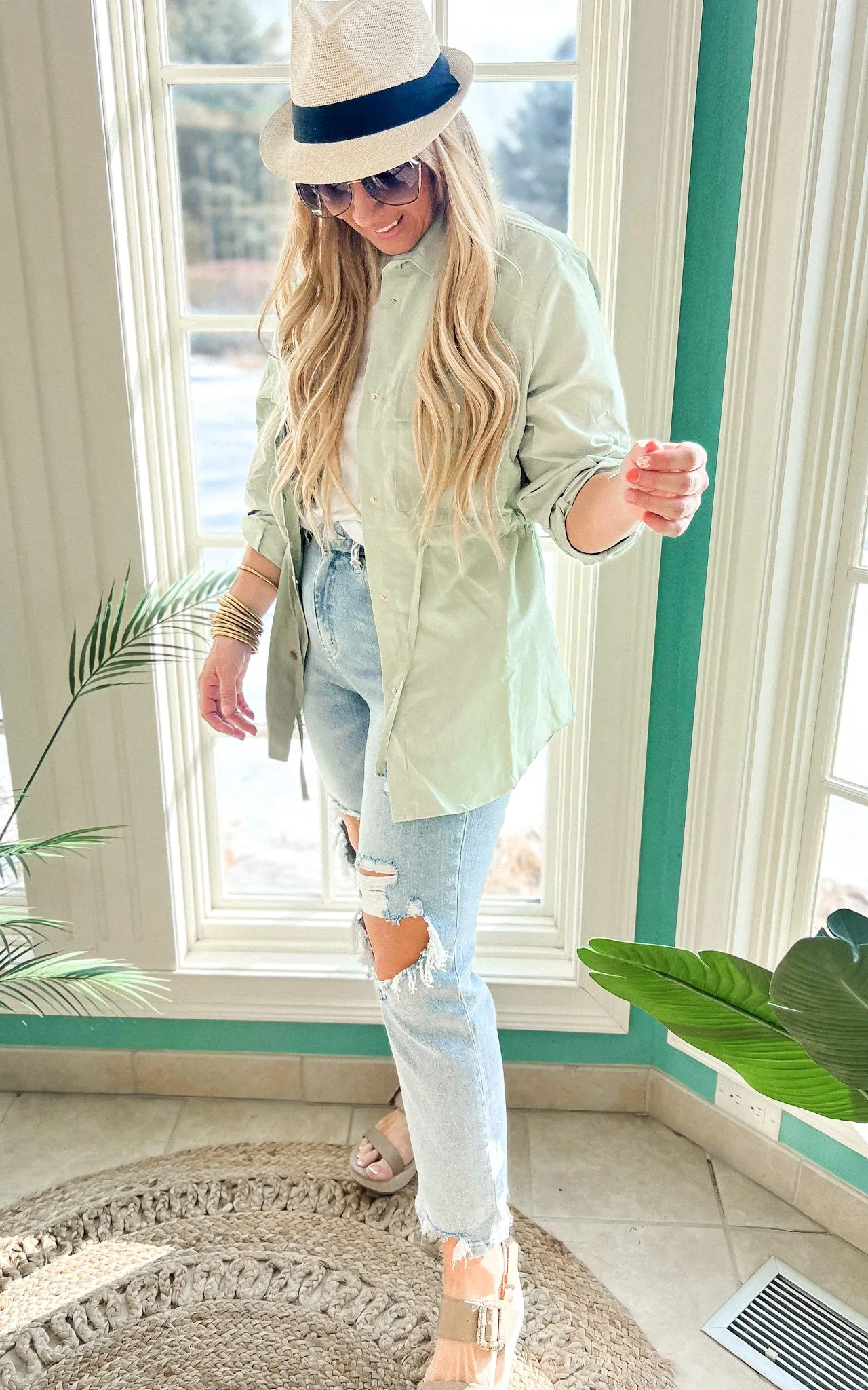 Spring Long Sleeve Button Down Jacket - Final Sale