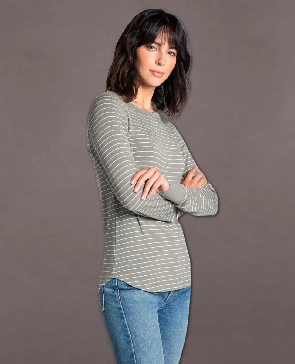 Stacey Striped Long Sleeve Light Olive