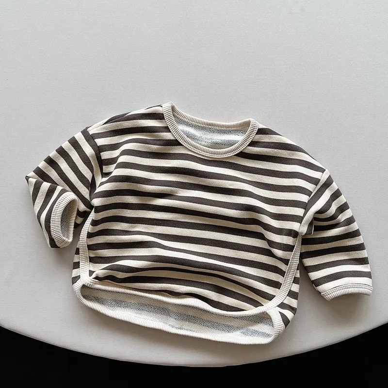 Striped O-Neck Long-Sleeved  Shirt