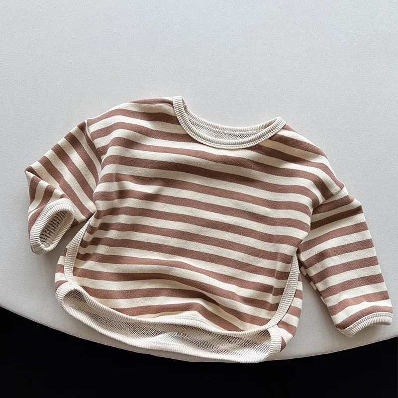 Striped O-Neck Long-Sleeved  Shirt