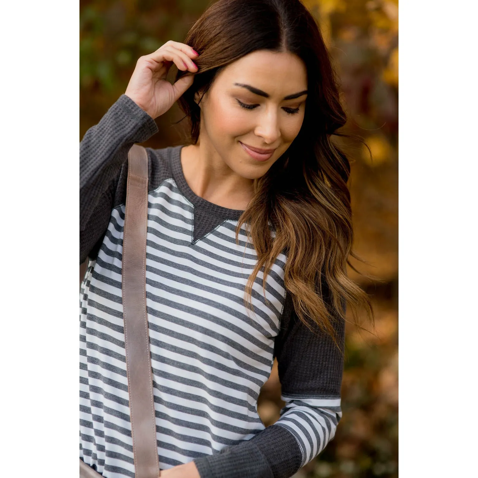 Thermal & Striped Long Sleeve Tee