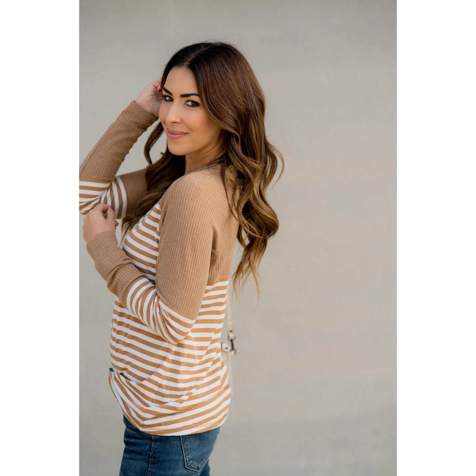 Thermal & Striped Long Sleeve Tee