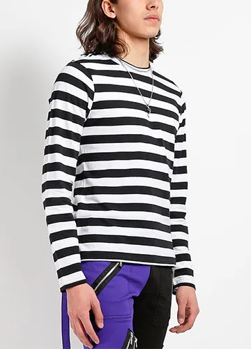 Tripp NYC Long Sleeve Striped Shirt - Black & White