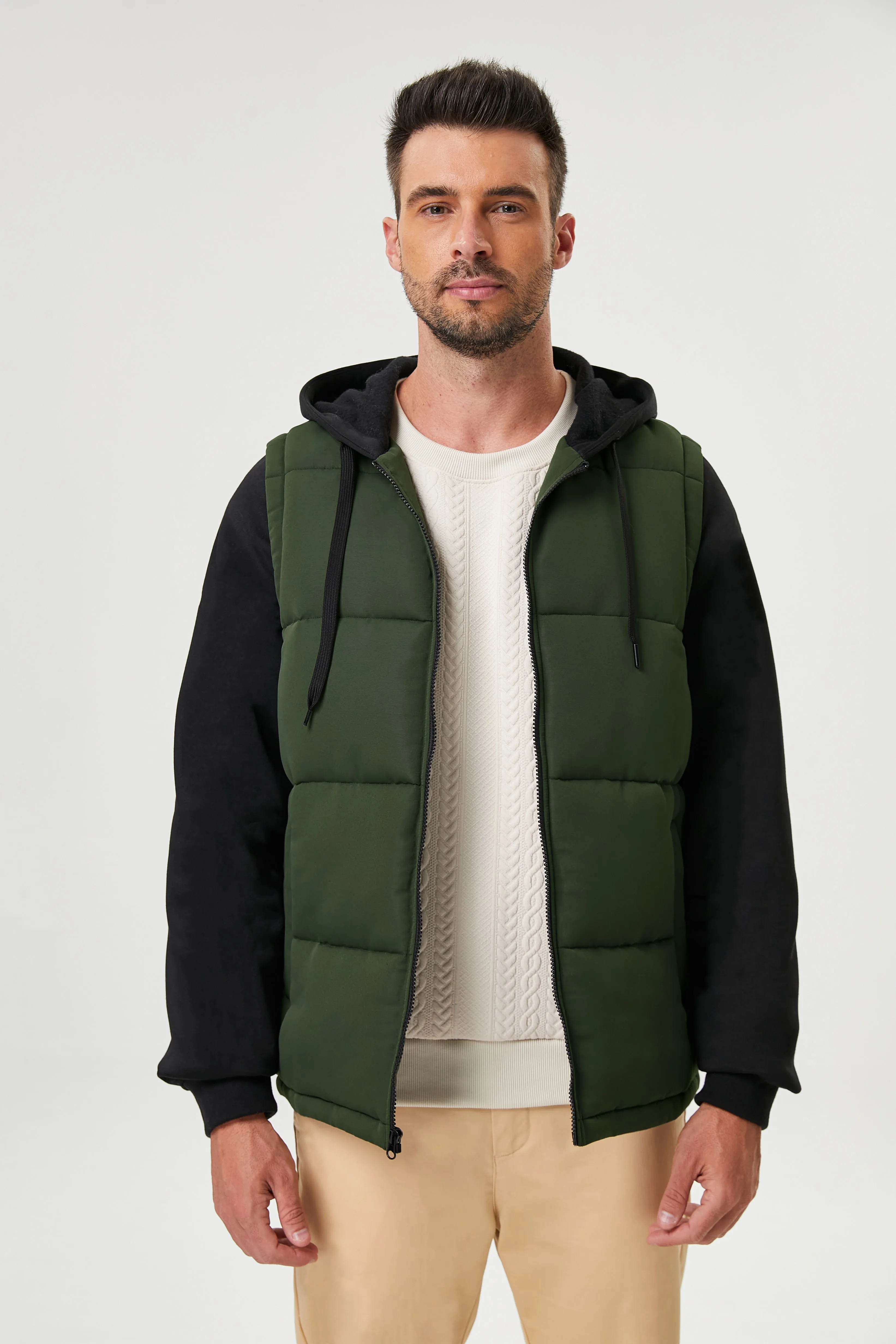 Two-Fer Puffer Vest Hoodie