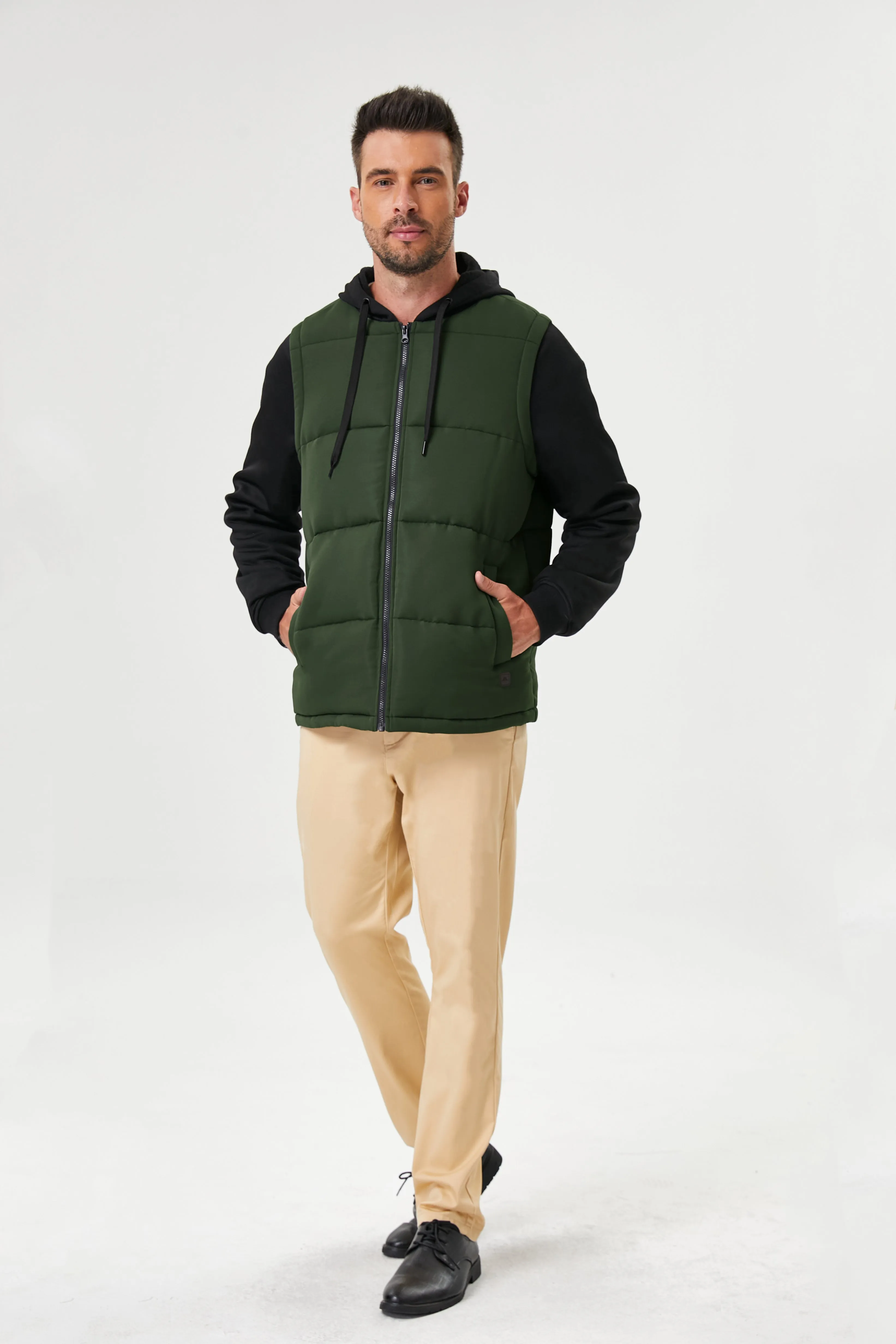 Two-Fer Puffer Vest Hoodie