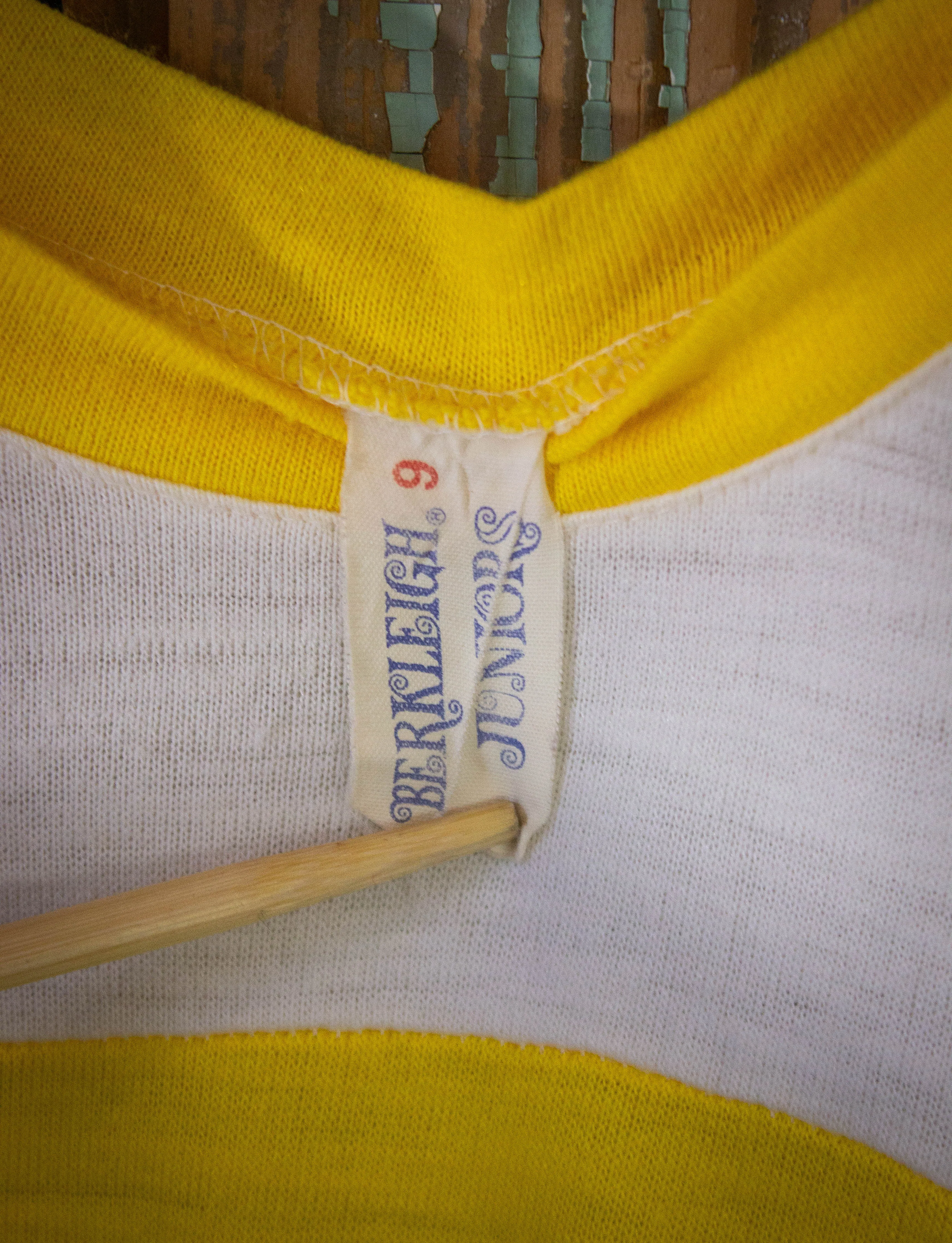 Vintage Berkleigh Juniors #4 Jersey Long Sleeve T Shirt 70s Yellow Small