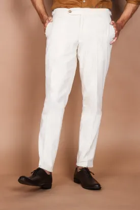 White Wide Wale Corduroy Trousers