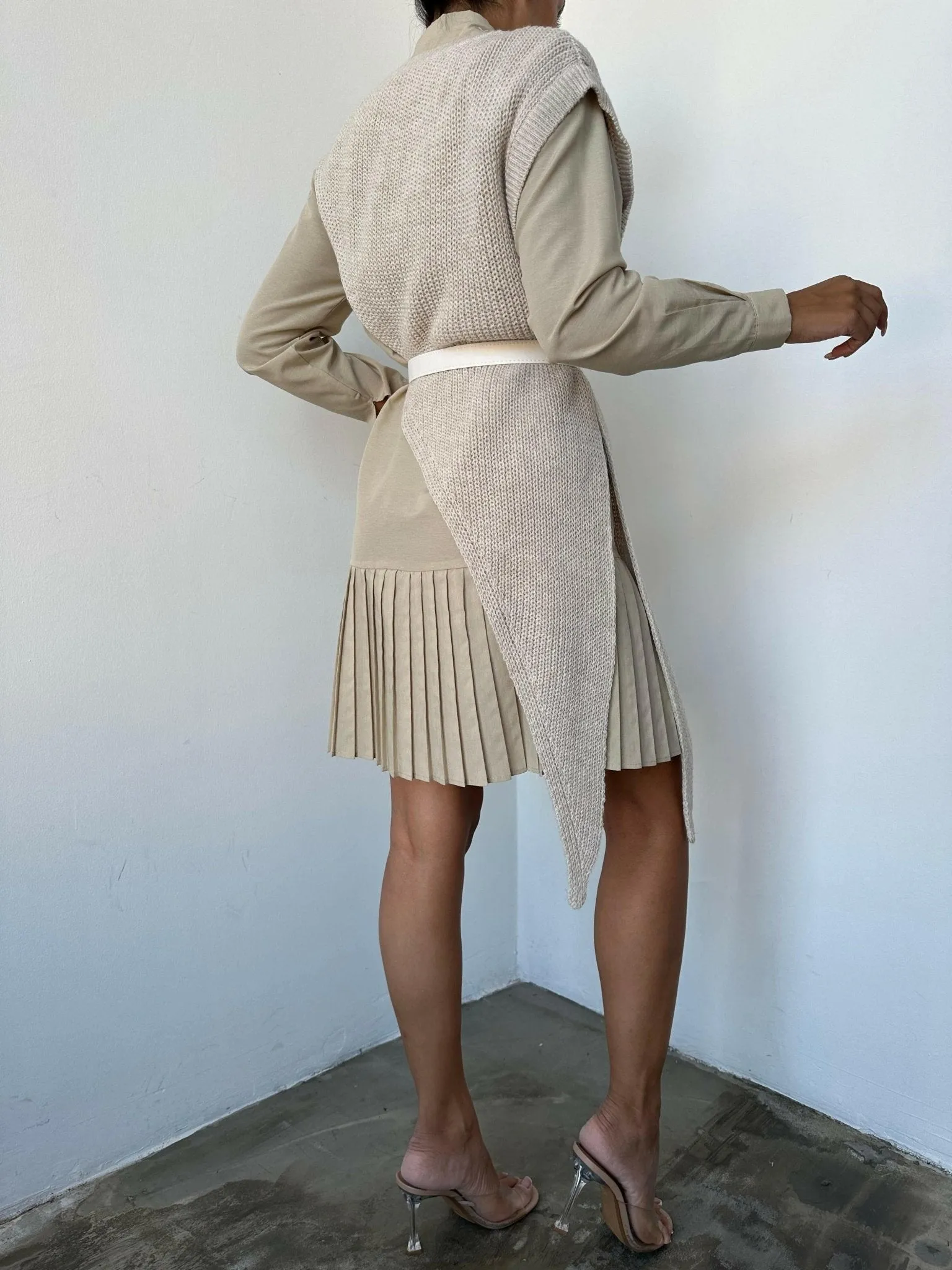 Willow Belted Shirt Dress With Cross Knitwear