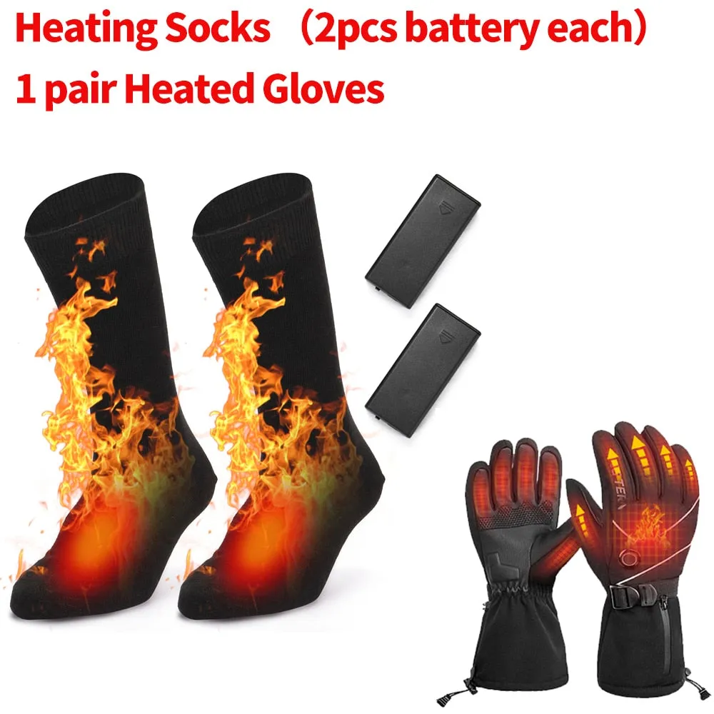 Winter Electric Heating Socks Rechargeable Adjustable Temperature Warm Socks Foot Warmer Unisex Thermal Socks Insoles Gloves