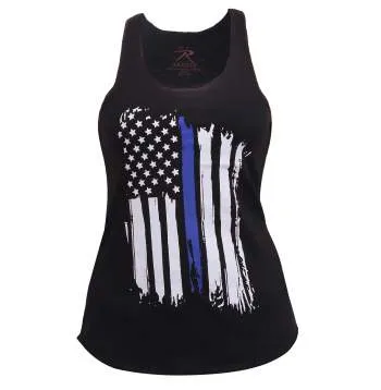 Women Thin Blue Line Flag Racerback Tank Top