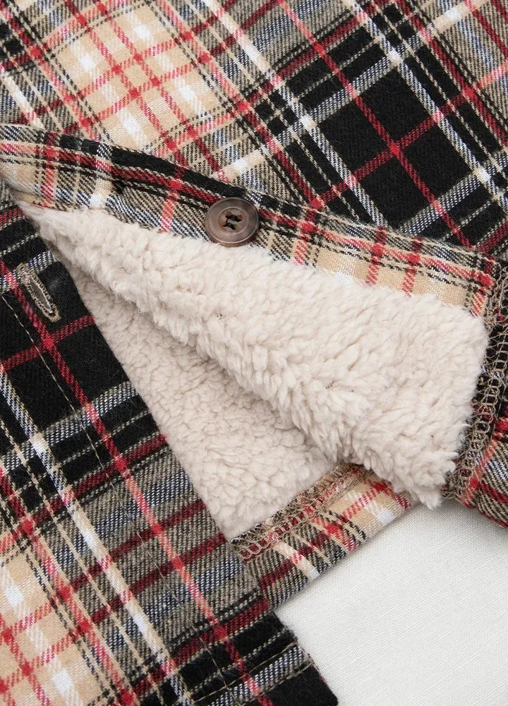 Women's Sherpa Lined Flannel Shirt Jacket,Button Down Flannel Shacket